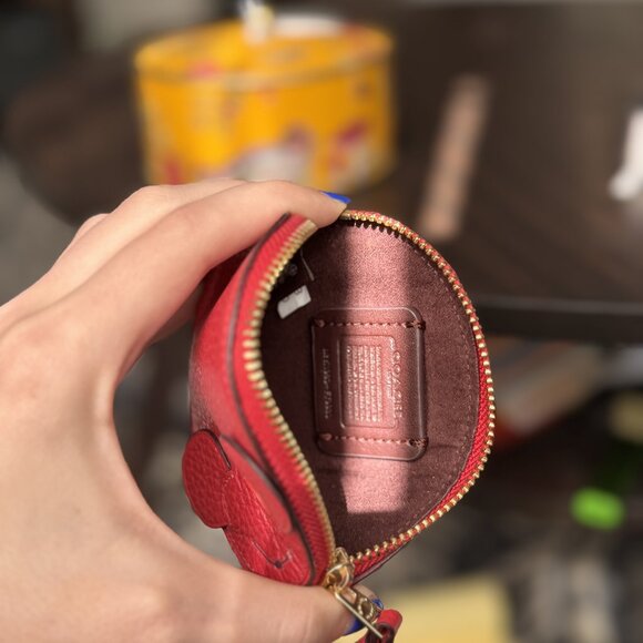 Coach - Mouse Coin Case Small Leather Purse - Red - Picture 3 of 4